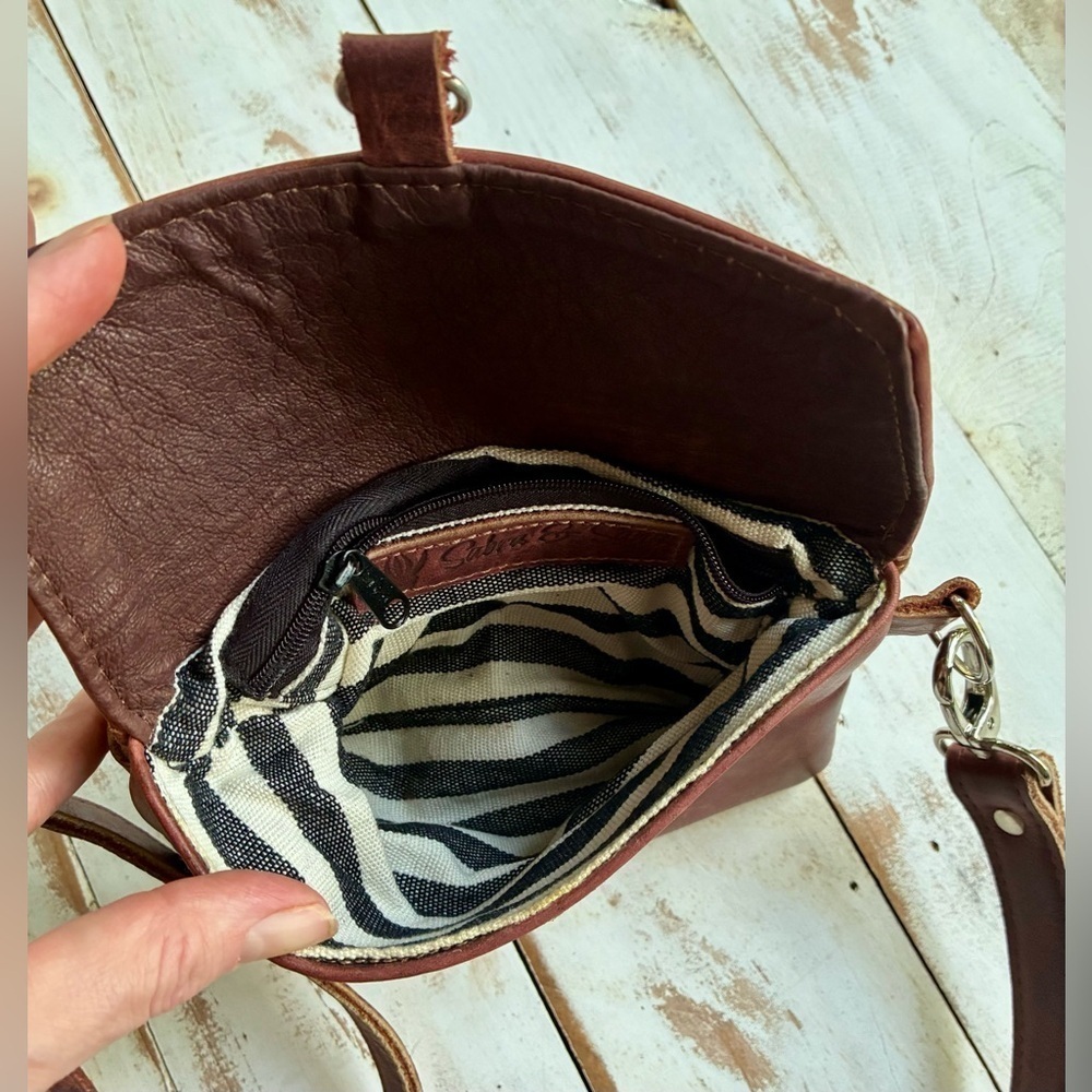 SABRA & SAND handcrafted leather crossbody bag leather boho minimalist purse EUC - Picture 6 of 15